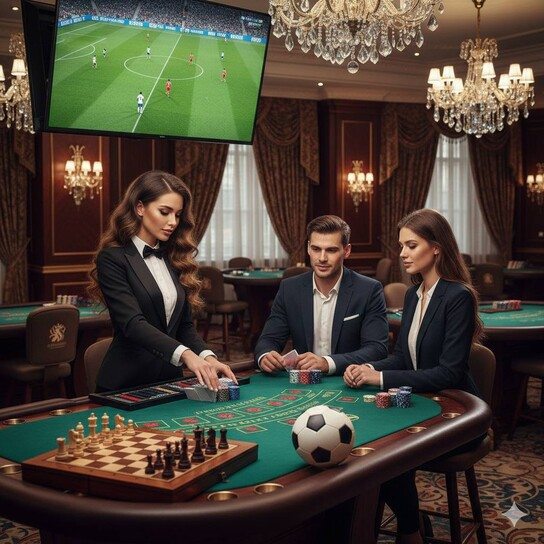 Luxurious casino interior in New Hampshire with vibrant lighting and gaming tables.